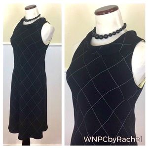 1990s S L Fashions Bias Crepe Argyle Dress, Medium Petite